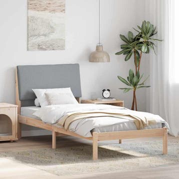 vidaXL Bedframe Bruin en lichtgrijs 100 x 200 cm Massief, Eenpersoons, Bruin, Verzenden, Nieuw
