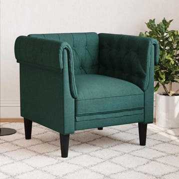 vidaXL Fauteuil Chesterfield-stijl stof donkergroen, Eenpersoons, Verzenden, Nieuw, Minder dan 150 cm