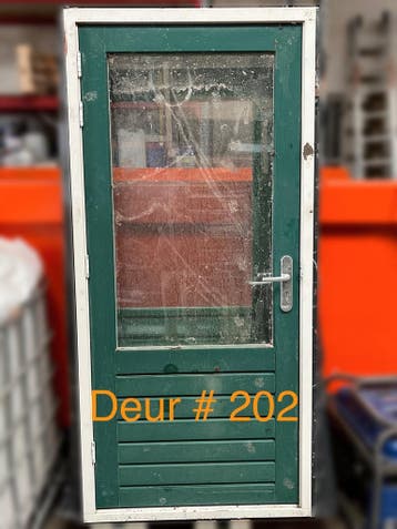 Bergingsdeur met kozijn (deur 211 x 92,5 cm), Gebruikt, Deurkozijn, 150 tot 225 cm, Inclusief glas