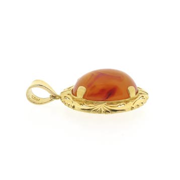 Gouden hanger met carneool (Hanger of bedel), Ophalen of Verzenden, Gebruikt, Goud, Overige merken