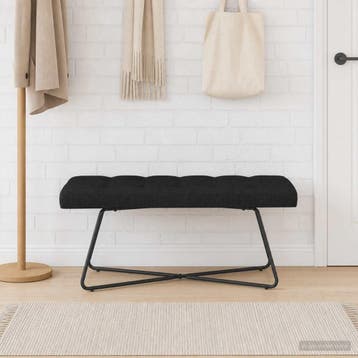 vidaXL Bank met knoopverstelling Zwart 110 x 40 x 46 cm Stof, Huis en Inrichting, Banken | Bankstellen, Verzenden, Nieuw, Stof