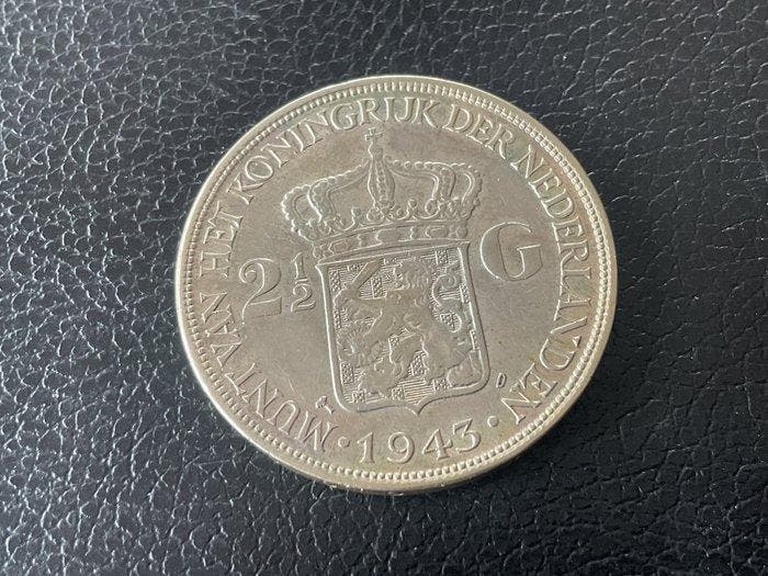 Nederland. Wilhelmina. 2 1/2 Gulden 1943 DENVER (Zonder, Postzegels en Munten, Munten | Nederland