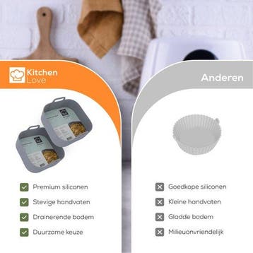 2dekans | KitchenLove Airfryer Bakjes Siliconen XL - 2 Stuks, Ophalen of Verzenden, Zo goed als nieuw