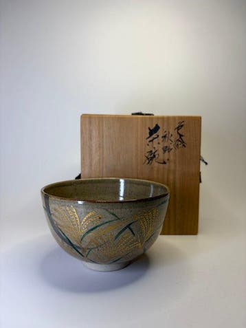 Japanse Iroe Chawan Akino – Autumn Field – goud- en