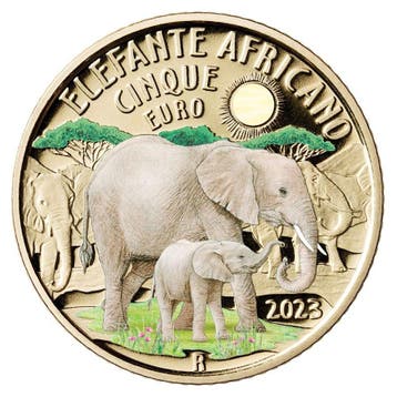 Italië 5 Euro Afrikaanse Olifant 2023, Verzenden