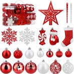 Kerstversiering 128-delig rood | retourdeal 56% korting, Diversen, Kerst, Ophalen of Verzenden, Nieuw