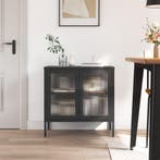 vidaXL Dressoir 70x35x70 cm glas en staal zwart, Verzenden, Nieuw, 50 tot 100 cm, Metaal