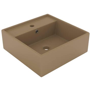 vidaXL Wastafel met overloop vierkant 41x41 cm keramiek, Verzenden, Nieuw