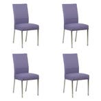 Set van 4 Leren eetkamerstoelen Real - Toledo Lila, Ophalen of Verzenden, Nieuw, Leer, Vijf, Zes of meer stoelen