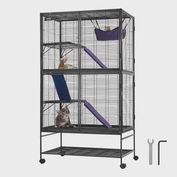 Grote 4-Laags Metalen Dierenkooi met Wielen - Ideaal voor Fr, Dieren en Toebehoren