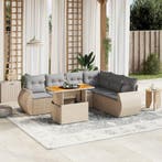 vidaXL 8-delige Loungeset met kussens poly rattan beige, Verzenden, Nieuw, Rotan, Loungeset