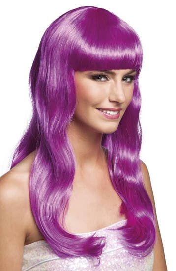 Pruik Lang Haar Pony Paars Chique, Ophalen of Verzenden, Nieuw