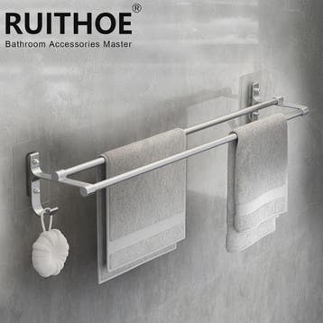 Dubbel Handdoekrek Badkamer Wandmontage - Aluminium, Zonder, Kleding | Dames, Kledingrekken, Verzenden, Nieuw