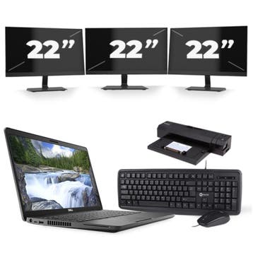Dell Latitude 5500 -   i5-8e  8GB  - 256GB  + 3x 22 inch ., Computers en Software, Windows Laptops, 8e Generatie, Verzenden, 8 GB