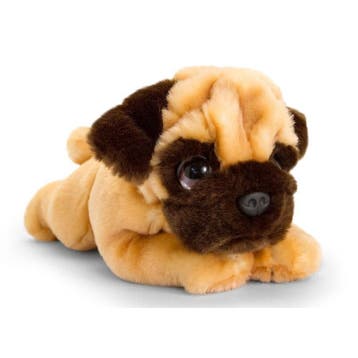 Keel Toys mopshond knuffel - pluche - bruin - 25 cm, Verzenden, Nieuw