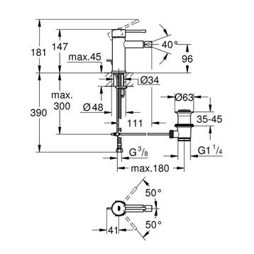 Bidetkraan Grohe Essence New 1-gats Small met Waste met 28mm, Ophalen of Verzenden, Nieuw