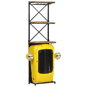vidaXL Wijnkast tractor 49x31x172 cm massief mangohout geel, Verzenden, Nieuw