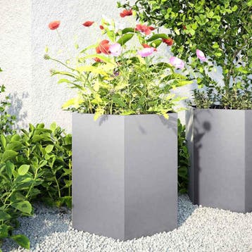 vidaXL Plantenbakken 2 st zeshoek 46x40x45 cm gegalvaniseerd, Verzenden, Nieuw, Metaal