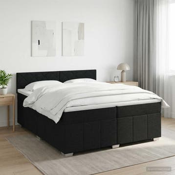 vidaXL Boxspringbed met matras met hoofdeinde Zwart 200 x, Verzenden, Zwart, Stof, Nieuw