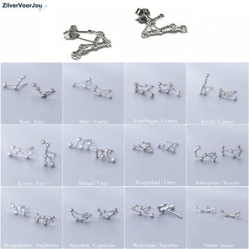 925 Zilveren minimalistische sterrenbeeld oorsteker, Verzenden, Nieuw, Zilver