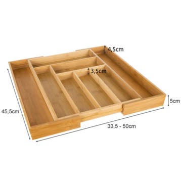 Ruhhy Uitschuifbare bamboe bestekbak van 33,5 tot 50 cm m..., Huis en Inrichting, Keuken | Keukenbenodigdheden, Ophalen of Verzenden