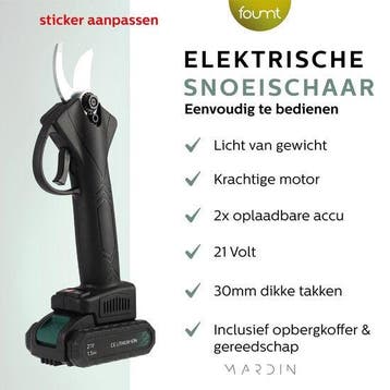 2dekans | Elektrische snoeischaar - Zwart, Ophalen of Verzenden, Zo goed als nieuw, Mardin