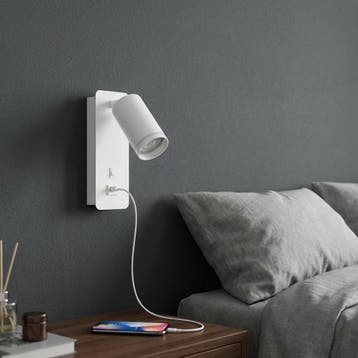 LED wandlamp - Bedlamp met USB+C-Poort | GU10 fitting | Wit, Ophalen of Verzenden, Nieuw