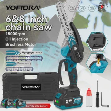YOFIDRA Accu Snoeizaag 6 & 8 inch - Borstelloze Motor, Krach, Verzenden, Nieuw