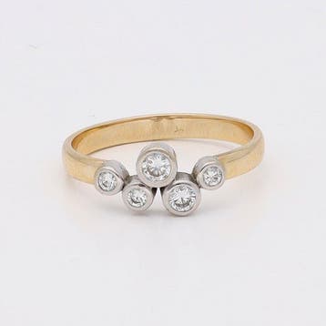 Ring - 14 karaat Geel goud, Witgoud Diamant (Natuurlijk), Nieuw