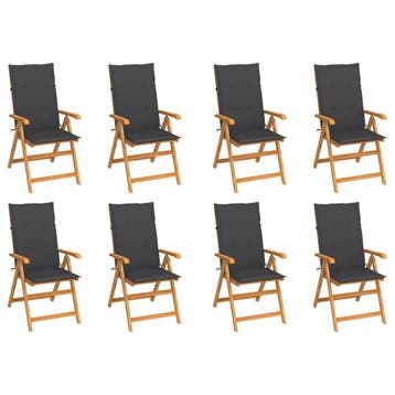 vidaXL Tuinstoelen 8 st verstelbaar met kussens massief, Verzenden, Nieuw, Hout