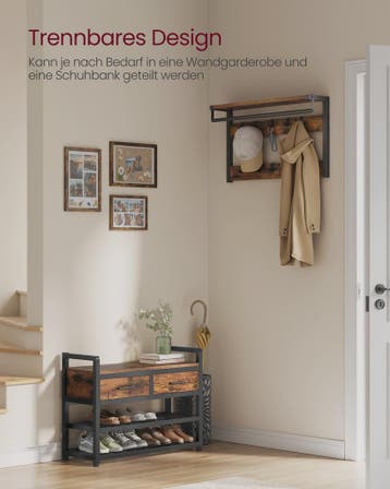 VASAGLE Kapstok met Schoenbank en Separabel Ontwerp - Stijlv, Verzenden, Nieuw