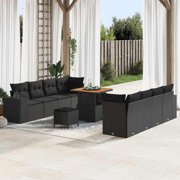 vidaXL Tuin Sofa Set Zwart poly rattan, Verzenden, Nieuw