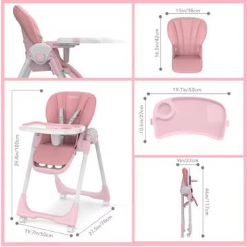 Opvouwbare Baby Kinderstoel met Wielen, Eettray en Schommel, Kinderen en Baby's, Kinderstoelen, Verzenden, Nieuw