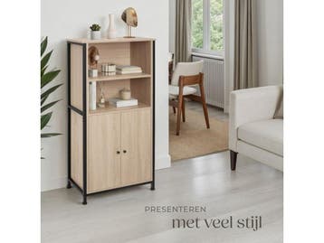 Tectake Houten Wandkast Doncaster - Boekenkast - 2 Open, Huis en Inrichting, Verzenden, Nieuw
