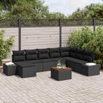vidaXL Tuin Sofa Set 9 pcs Zwart, Verzenden, Nieuw, Rotan