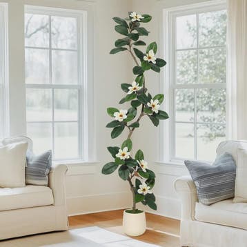Kunst Magnolia Boom met Witte Pot - 150/180/210cm - Luxe Kun, Verzenden, Nieuw