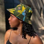 Bucket hat / Vissershoedje met Afrikaanse print - Donkergroe, Ophalen of Verzenden, Nieuw