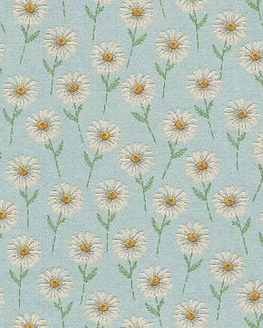Gobelin Margrietjes Lichtblauw, Nieuw, Blauw