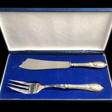 Elegant Antique Silver Serving Set in Presentation Box -, Antiek en Kunst