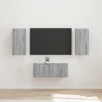 vidaXL Tv-meubelset 6 st Grijs Sonoma Bewerkt hout, Minder dan 50 cm, Verzenden, Nieuw, Minder dan 100 cm