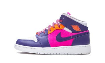 Jordan 1 Mid Fire Pink Barely Grape (GS), Nieuw