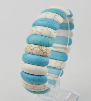 Blauw-witte turquoise (getinte howliet) wrap-stijl - Armband