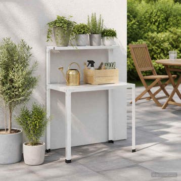 vidaXL Planttafel 100 x 50 x 104 cm Gepoedercoat staal Wit, Tuin en Terras, Verzenden, Nieuw