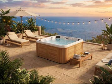 Veiling - 5 Persoons Outdoor Spa 208x208 cm - incl. 2 ligbed, Tuin en Terras, Nieuw