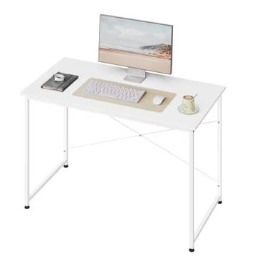 Nieuw: Houten Bureau Wit met Metalen Frame 100, 120 en 140cm, Huis en Inrichting, Bureaus, Verzenden, In hoogte verstelbaar, Nieuw