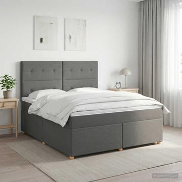 vidaXL Boxspringbed met matras Donkergrijs 140 x 200 cm Stof, Verzenden, Nieuw