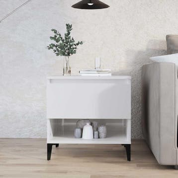 vidaXL Bijzettafel 50x46x50 cm bewerkt hout hoogglans wit, Verzenden, Nieuw, 45 tot 60 cm