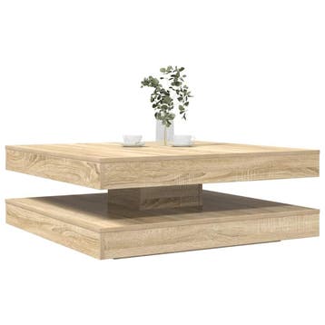 vidaXL Salontafel 360 graden draaibaar 90x90x34,5 cm sonoma, 50 tot 100 cm, Verzenden, Nieuw, 50 tot 100 cm