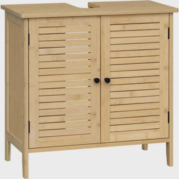 Bamboe Onderbouw Kast Badkamer 60x30x60cm met 2 Deuren en Ve, Verzenden, Nieuw