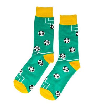 Sokken katoen - voetbalveld print - groen geel - maat 38-45, Nieuw